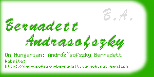 bernadett andrasofszky business card